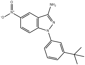 1-(3-(tert-Butyl)phenyl)-5-nitro-1H-indazol-3-amine 化学構造式