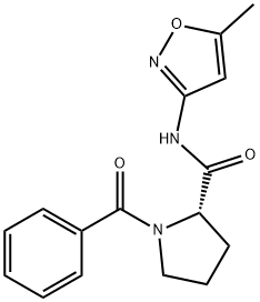 N-(5-methyl-1,2-oxazol-3-yl)-1-(phenylcarbonyl)-L-prolinamide Struktur