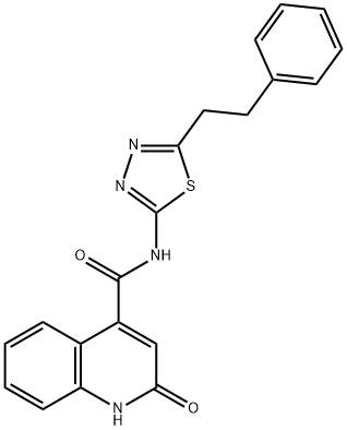 2-hydroxy-N-[5-(2-phenylethyl)-1,3,4-thiadiazol-2-yl]quinoline-4-carboxamide 化学構造式
