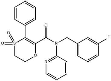 N-(3-fluorobenzyl)-3-phenyl-N-(pyridin-2-yl)-5,6-dihydro-1,4-oxathiine-2-carboxamide 4,4-dioxide Struktur