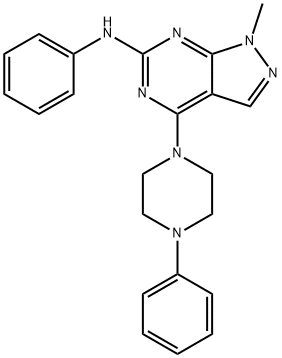 1-methyl-N-phenyl-4-(4-phenylpiperazin-1-yl)-1H-pyrazolo[3,4-d]pyrimidin-6-amine Struktur