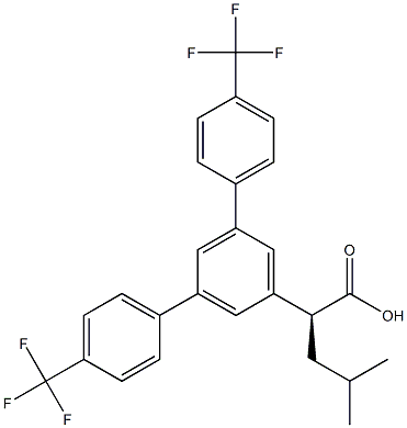 2-(S)-(3,5-Bis(4-(trifluoromethyl)phenyl)phenyl)-4-methylpentanoic acid 结构式
