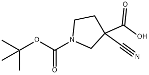 1-[(tert-butoxy)carbonyl]-3-cyanopyrrolidine-3-carboxylic acid Struktur