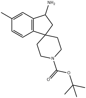 Tert-Butyl 3-Amino-5-Methyl-2,3-Dihydrospiro[Indene-1,4'-Piperidine]-1'-Carboxylate 化学構造式