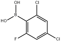 2,4-二氯-6-氟苯硼酸, 1160561-26-1, 结构式