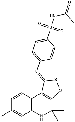 N-[(4-{[(1Z)-4,4,7-trimethyl-4,5-dihydro-1H-[1,2]dithiolo[3,4-c]quinolin-1-ylidene]amino}phenyl)sulfonyl]acetamide Struktur