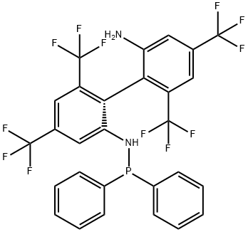 N-[(1R)-2'-amino-4,4',6,6'-tetrakis(trifluoromethyl)[1,1'-biphenyl]-2-yl]-P,P-diphenyl-Phosphinous amide Struktur