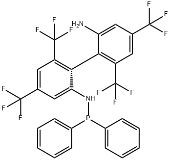 N-[(1R)-2'-氨基-4,4',6,6'-四(三氟甲基)[1,1'-二苯基]-2-基]-P,P-二苯基亚磷酰胺 结构式