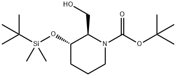 (2R,3S)-3 - [(叔丁基二甲基甲硅烷基)氧基] -2-(羟甲基)哌啶-1-甲酸叔丁酯,1174386-89-0,结构式