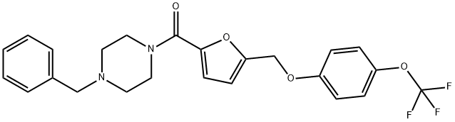 (4-benzylpiperazin-1-yl)(5-{[4-(trifluoromethoxy)phenoxy]methyl}furan-2-yl)methanone Struktur