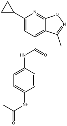 N-[4-(acetylamino)phenyl]-6-cyclopropyl-3-methyl[1,2]oxazolo[5,4-b]pyridine-4-carboxamide Struktur
