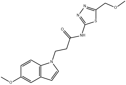 3-(5-methoxy-1H-indol-1-yl)-N-[(2E)-5-(methoxymethyl)-1,3,4-thiadiazol-2(3H)-ylidene]propanamide Struktur