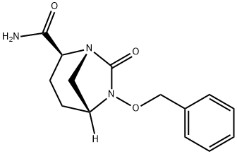 (2S,5R)-6-(benzyloxy)-7-oxo-1,6-diazabicyclo[3.2.1]octane-2-carboxamide 化学構造式