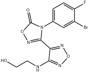 1,2,4-Oxadiazol-5(4H)-one, 4-(3-bromo-4-fluorophenyl)-3-[4-[(2-hydroxyethyl)amino]-1,2,5-oxadiazol-3-yl]- Structure