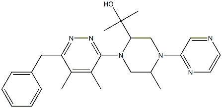 2-[4-(6-Benzyl-4,5-dimethylpyridazin-3-yl)-2-methyl-3,4,5,6-tetrahydro-2H-[1,2]bipyrazinyl-5-yl]-propan-2-ol|1204975-42-7