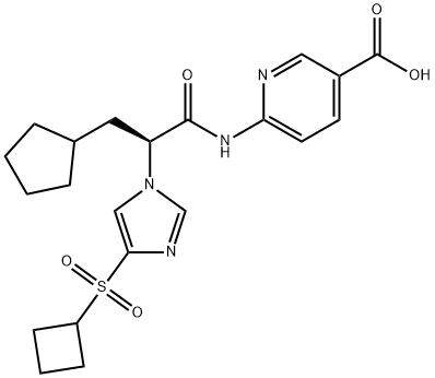 (S)-6-(2-(4-(cyclobutylsulfonyl)-1H-imidazol-1-yl)-3-cyclopentylpropanamido)nicotinicacid 结构式