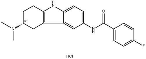 N-[(3R)-3-(Dimethylamino)-2,3,4,9-tetrahydro-1H-carbazol-6-yl]-4-fluoro-benzamide hydrochloride Structure