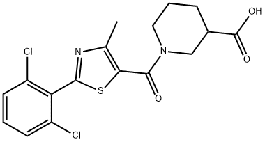 1-{[2-(2,6-dichlorophenyl)-4-methyl-1,3-thiazol-5-yl]carbonyl}piperidine-3-carboxylic acid Struktur