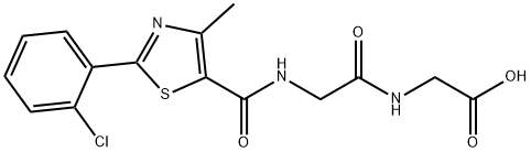 N-{[2-(2-chlorophenyl)-4-methyl-1,3-thiazol-5-yl]carbonyl}glycylglycine Struktur