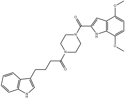 1-{4-[(4,7-dimethoxy-1H-indol-2-yl)carbonyl]piperazin-1-yl}-4-(1H-indol-3-yl)butan-1-one,1232794-80-7,结构式