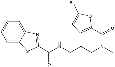 N-{3-[(5-bromo-2-furoyl)(methyl)amino]propyl}-1,3-benzothiazole-2-carboxamide 结构式