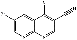 6-溴-4-氯-1,8-萘啶-3-甲腈,1234615-92-9,结构式