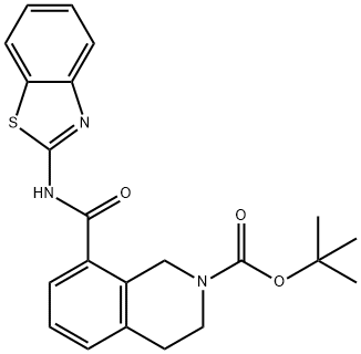 2(1H)-Isoquinolinecarboxylic acid, 8-[(2-benzothiazolylamino)carbonyl]-3,4-dihydro-, 1,1-dimethylethyl ester Struktur