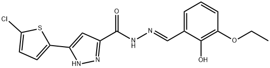 3-(5-chlorothiophen-2-yl)-N'-[(E)-(3-ethoxy-2-hydroxyphenyl)methylidene]-1H-pyrazole-5-carbohydrazide|