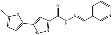 3-(5-methylthiophen-2-yl)-N'-[(E)-pyridin-3-ylmethylidene]-1H-pyrazole-5-carbohydrazide Structure