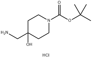 4-Aminomethyl-1-Boc-piperidin-4-ol hydrochloride 化学構造式