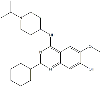 2-cyclohexyl-4-(1-isopropylpiperidin-4-ylamino)-6-methoxyquinazolin-7-ol Struktur