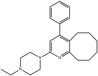 Cycloocta[b]pyridine, 2-(4-ethyl-1-piperazinyl)-5,6,7,8,9,10-hexahydro-4-phenyl- 化学構造式