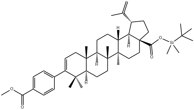 (1R,3aS,5aR,5bR,7aR,11aS,11bR,13aR,13bR)-tert-butyldimethylsilyl 9-(4-(methoxycarbonyl)phenyl)-5a,5b,8,8,11a-pentamethyl-1-(prop-1-en-2-yl)-2,3,3a,4,5,5a,5b,6,7,7a,8,11,11a,11b,12,13,13a,13b-octadecahydro-1H-cyclopenta[a]chrysene-3a-carboxylate|1350915-23-9