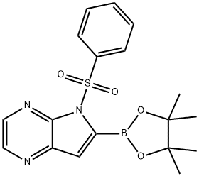 5-(phenylsulfonyl)-6-(4,4,5,5-tetramethyl-1,3,2-dioxaborolan-2-yl)-5H-pyrrolo[3,2-b]pyrazine Structure