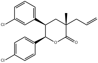 (3S,5R,6R)-3-allyl-5-(3-chlorophenyl)-6-(4-chlorophenyl)-3-methyltetrahydro-2H-pyran-2-one Structure