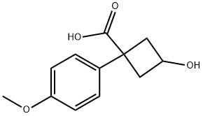 3-羟基-1-(4-甲氧基苯基)环丁烷-1-羧酸 结构式