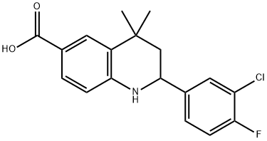 2-(3-chloro-4-fluorophenyl)-4,4-dimethyl-1,2,3,4-tetrahydroquinoline-6-carboxylic acid Struktur
