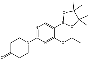 1-(4-ethoxy-5-(4,4,5,5-tetramethyl-1,3,2-dioxaborolan-2-yl)pyrimidin-2-yl)piperidin-4-one Structure