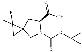 (6S)-5-(tert-Butoxycarbonyl)-1,1-difluoro-5-azaspiro[2.4]heptane-6-carboxylic acid 结构式