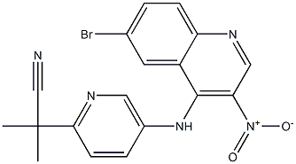2-(5-((6-Bromo-3-nitroquinolin-4-yl)amino)pyridin-2-yl)-2-methylpropanenitrile Structure