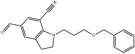 5-甲酰基-2,3-二氢-1-[3-(苯基甲氧基)丙基]-1H-吲哚-7-甲腈,1375180-30-5,结构式