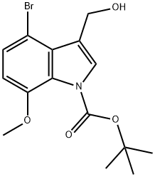 4-溴-3-(羟甲基)-7-甲氧基-1H-吲哚-1-羧酸叔丁酯, 1394899-04-7, 结构式