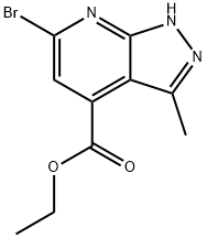 ethyl 6-bromo-3-methyl-1H-pyrazolo[3,4-b]pyridine-4-carboxylate 结构式