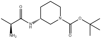 (R)-3-((S)-2-Amino-propionylamino)-piperidine-1-carboxylic acid tert-butyl ester 化学構造式