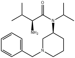 (S)-2-Amino-N-((S)-1-benzyl-piperidin-3-yl)-N-isopropyl-3-methyl-butyramide 化学構造式