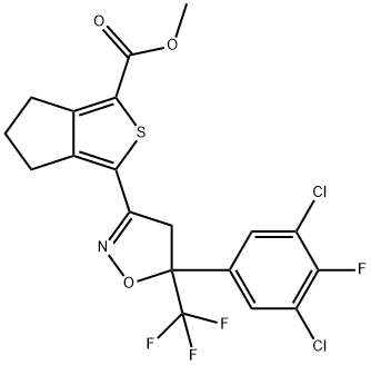 methyl 3-(5-(3,5-dichloro-4-fluorophenyl)-5-(trifluoromethyl)-4,5-dihydroisoxazol-3-yl)-5,6-dihydro-4H-cyclopenta[c]thiophene-1-carboxylate Struktur