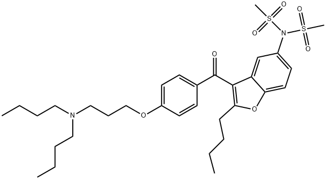 N-(2-butyl-3-(4-(3-(dibutylamino)propoxy)-benzoyl)benzofuran-5-yl)-N-(methylsulfonyl)methanesulfonamide Struktur