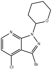 3-bromo-4-chloro-1-(tetrahydro-2H-pyran-2-yl)-1H-pyrazolo[3,4-b]pyridine Struktur