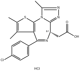 (S)-6-(carboxymethyl)-4-(4-chlorophenyl)-2,3,9-trimethyl-6H-thieno[3,2-f][1,2,4]triazolo[4,3-a][1,4]diazepine hydrochloride Structure