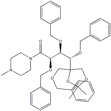 (2R,3S,4S,5R)-2,3,4-tris(benzyloxy)-4-(4-(benzyloxymethyl)-2,2-dimethyl-1,3-dioxolan-4-yl)-1-(4-methylpiperazin-1-yl)butan-1-one|1431329-05-3
